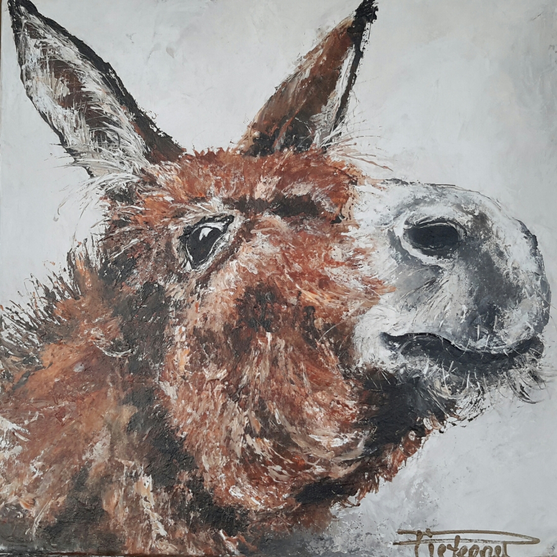 "Lovely Donkeys I" 50×50 sold Belgium (available as giclee 60x60)